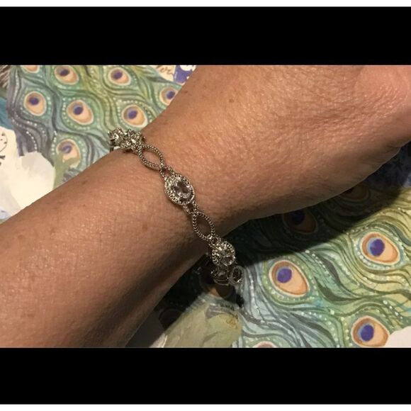 3.61 Ct. Oval Halo Design White Sapphire Gemstone Tennis Bracelet - Picture 6 of 6